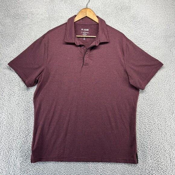 01 Algo Polo Shirt Men's Extra Large Red Black Striped Quick Dry Wicking Golf - Picture 1 of 9